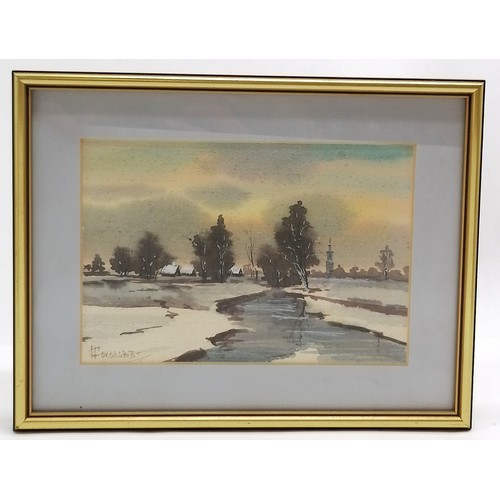 194 - 1975 original Russian watercolour painting signed N Sokolov (?) - frame 20.5cm x 26.5cm