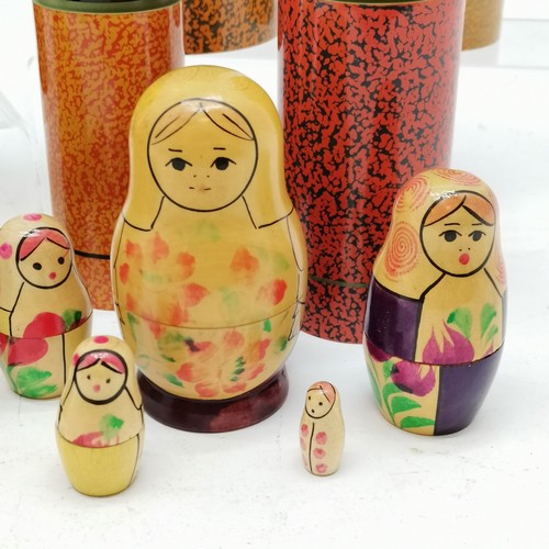 196 - 2 x matryoshka dolls inc novelty USA president etc t/w nesting cylindrical box set (15.5cm high)