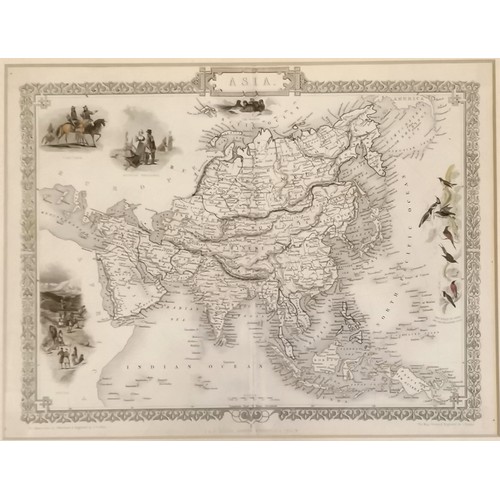 223 - Antique J & F Tallis Asia map illustrated by J Marchant & engraved by James Baylie Allen (1803-76) w... 