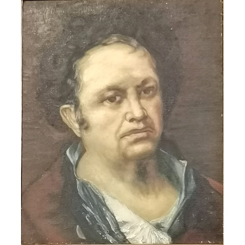 233 - Original oil painting on canvas of the artist Francisco de Goya (1746-1828) by K Irvine ~ gilt gesso... 