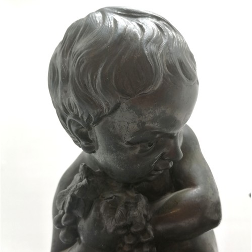 244 - Antonio Giovanni Lanzirotti (1839-1921) antique large bronze of a boy with a parrot fighting over gr... 