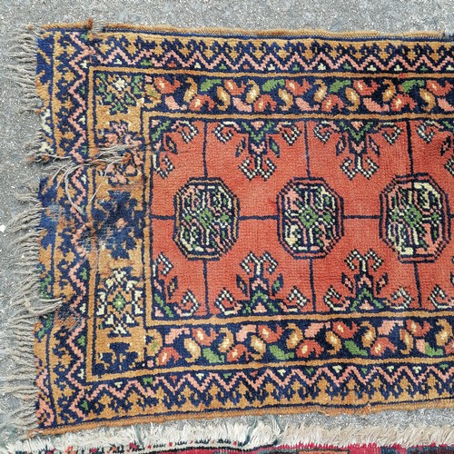 252 - 2 x antique Eastern rugs - largest 107cm x 150cm ~ both a/f