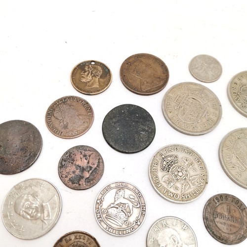 262 - Qty of coins, tokens etc inc silver