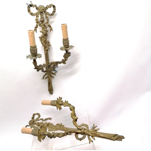 289 - Pair of vintage classical design 2 branch wall lights - 53cm long with no obvious damage