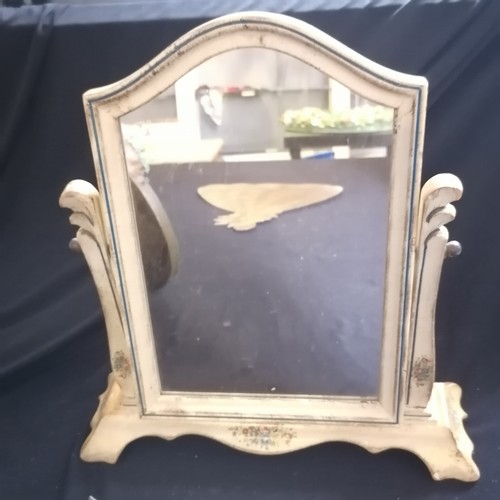 296 - Vintage barbola easel stand mirror (30cm high with slight losses), easel stand cream painted mirror,... 