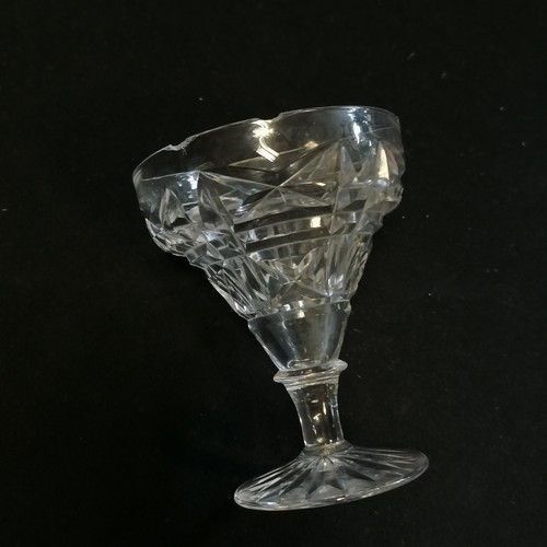 310 - 8 x vintage cut glass crystal champagne saucers - 9cm diameter x 11cm high ~ 1 has chips