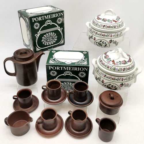 311 - Arabia (Finland) ceramic part coffee set t/w 2 x Portmeirion boxed salad bowl / open vegetable / cas... 