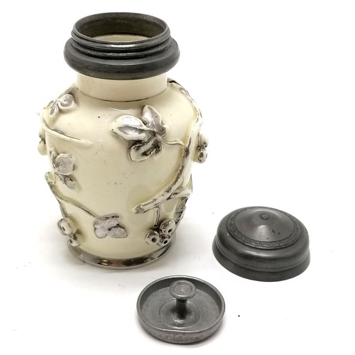 314 - 2 x antique French Langeais (Charles de Boissimon) ceramics - lidded pot + lidded (screw on lid) can... 