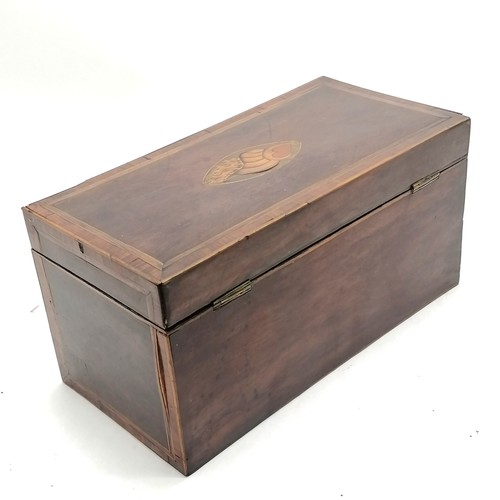 315 - Antique Georgian mahogany tea caddy with shell inlaid detail and with an antique mixing bowl - 26cm ... 