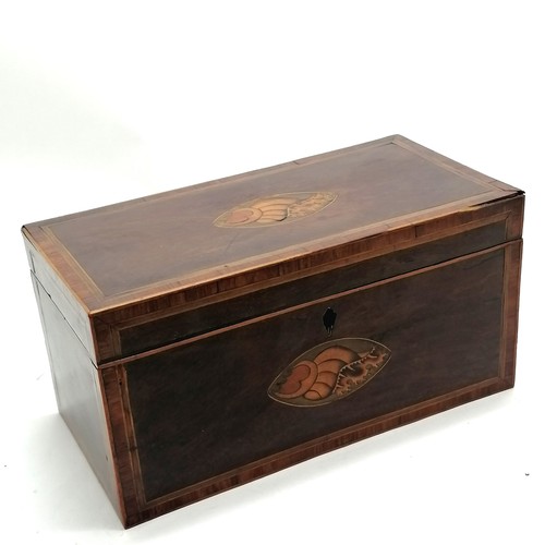 315 - Antique Georgian mahogany tea caddy with shell inlaid detail and with an antique mixing bowl - 26cm ... 