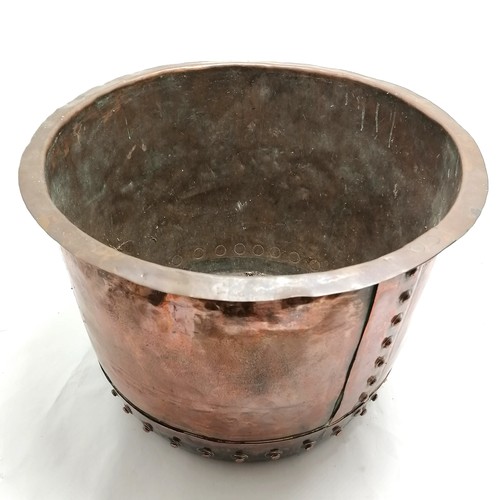 318 - Antique copper coal bin - 50cm diameter x 35cm high & in good used condition