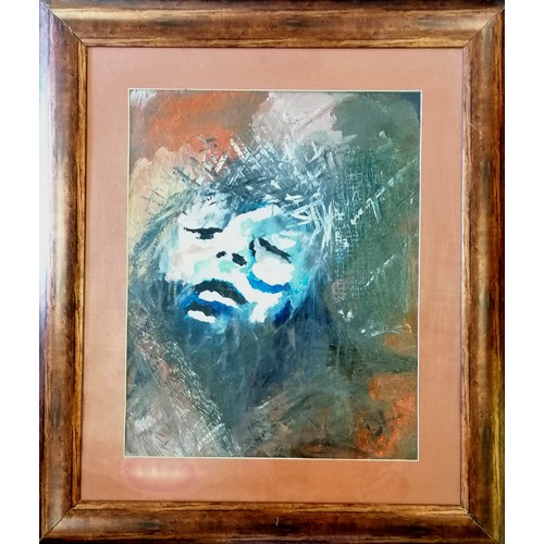 332 - David Hollingsworth 2011 mixed media 'A Collage of Christ' - frame 74cm x 64cm