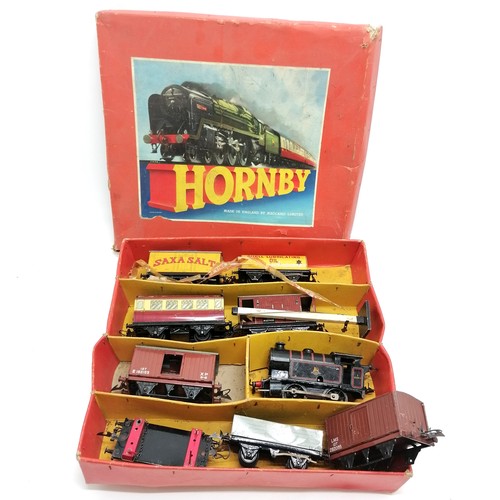 343 - Hornby O gauge tank goods set No 45 tin clockwork set by Meccano Ltd - track + extras ~ box a/f