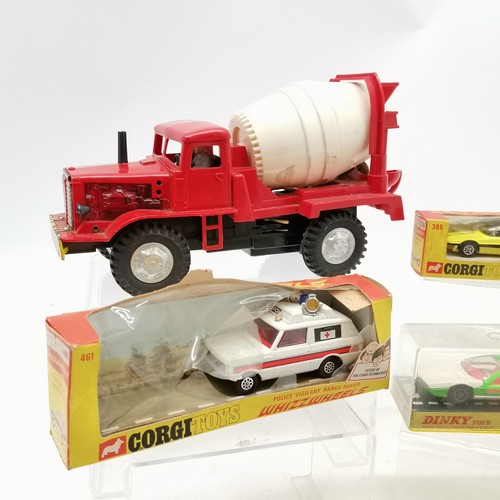 354 - Qty of toy cars inc boxed Dinky #189 Lamborghini Marzal, Corgi #109 Pennyburn workmens trailer (only... 