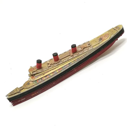 382 - Chad Valley 'Queen Mary' fan out model (showing internal sections) - 30cm long & missing 1 screw