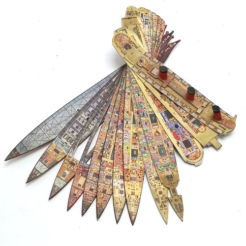 382 - Chad Valley 'Queen Mary' fan out model (showing internal sections) - 30cm long & missing 1 screw