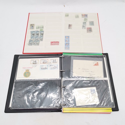 406 - Collection of 14 x stamp albums as follows i) green stockbook with small qty of used commonwealth in... 