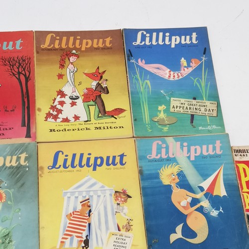 412 - 10 x Lilliput magazines (1946 to 1954), Thriller Picture library #442 (power from beyond), 2 x antiq... 