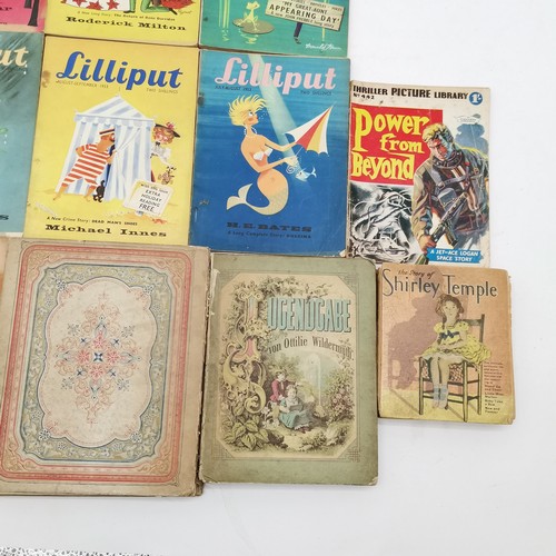 412 - 10 x Lilliput magazines (1946 to 1954), Thriller Picture library #442 (power from beyond), 2 x antiq... 