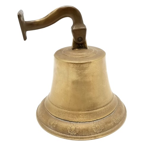 417 - Brass bell on an adjustable wall bracket - 19cm diameter