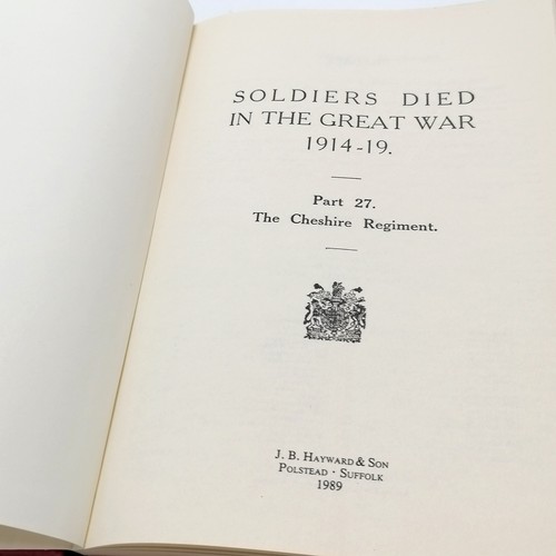 495 - 4 x Soldiers died in the great war 1914-19 books ~ Part 37 / 43 / 44 & Cheshire regiment