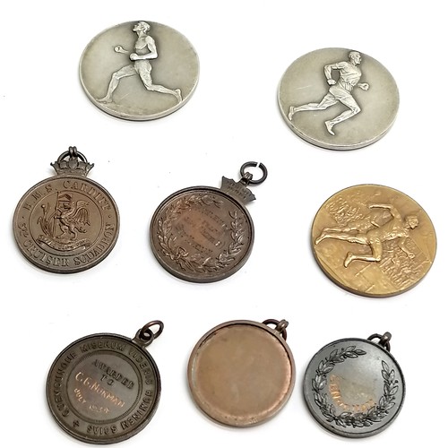 496 - Qty of medallions / fobs inc HMS Cardiff, athletics etc