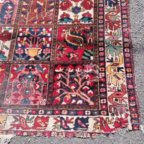 236 - 2 x hand woven carpets / rugs ~ smallest 130cm x 104cm - both in worn used condition with some losse... 