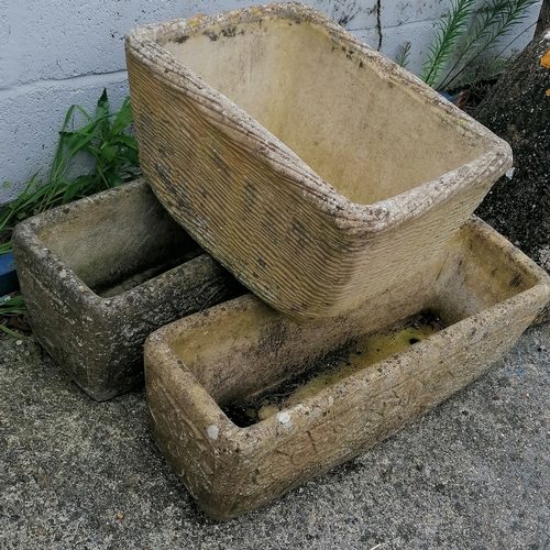 25A - Pair of rectangular planters 75cm x 24cm x24cm high T/W a basketweave planter 53cm x 38cm x 30cm hig... 