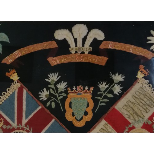4 - 1st Battalion Duke of Cornwall's Light Infantry standard in woolwork / embroidery in a gilt frame - ... 