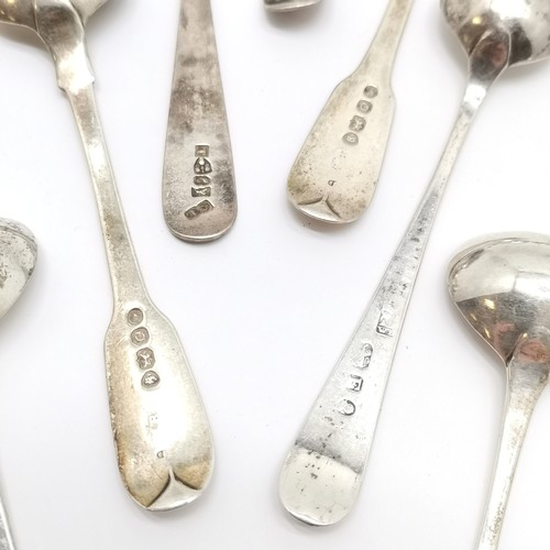 716 - 13 x antique silver hallmarked mustard spoons inc Georgian Exeter, Chester etc - longest 11.5cm & to... 