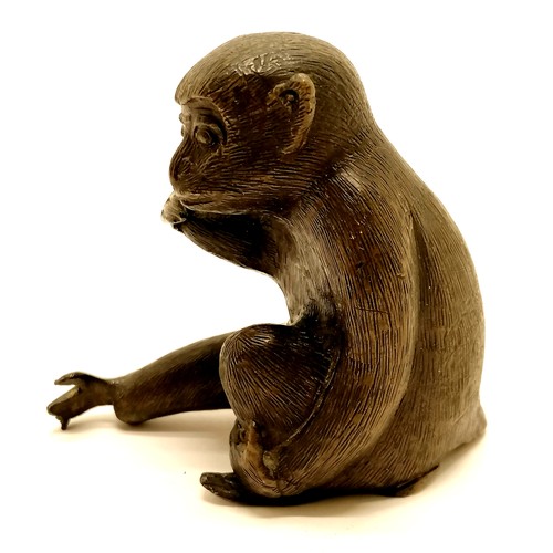 24 - Japanese meiji period bronze study of a seated monkey - 8.5cm high with no obvious damage
