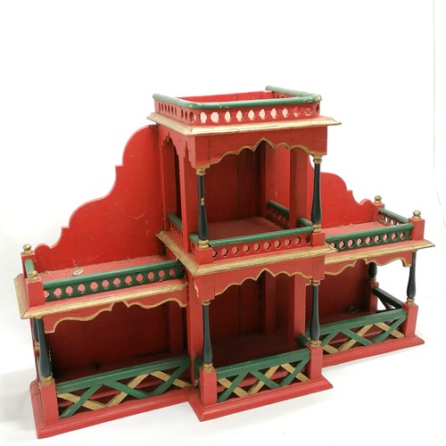 25 - Hand painted wooden Indian display shelf / stand with balustrade detail - 52cm high x 75cm wide x 23... 