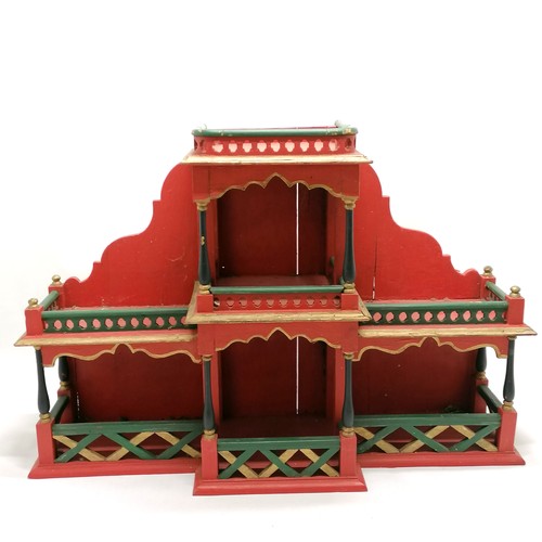 25 - Hand painted wooden Indian display shelf / stand with balustrade detail - 52cm high x 75cm wide x 23... 