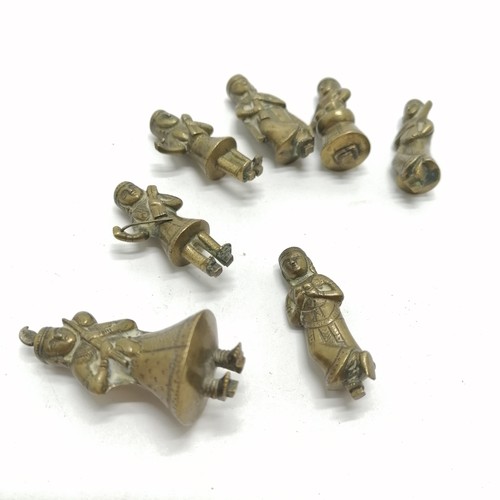 31 - 7 x Indian miniature brass musician figures - tallest 4.5cm
