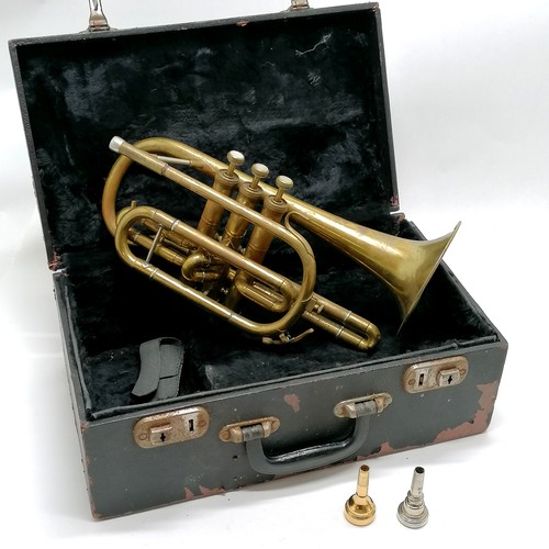 43 - German Weltklang trumpet made for Rudall Carte & Co in original carry case with 2 x mouthpieces (inc... 