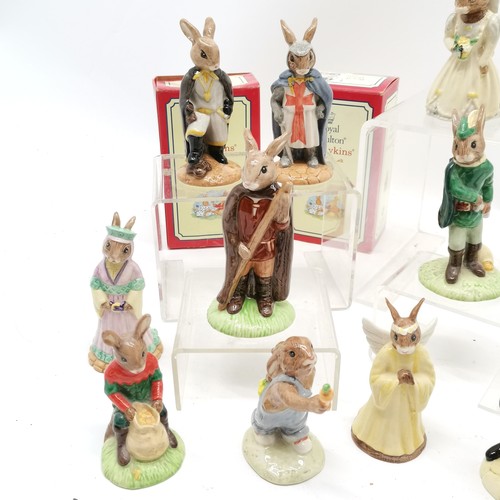 54 - 13 x Royal Doulton bunnykins figurines - 7 x Robin Hood collection, fireman, angel, Mother's day & b... 
