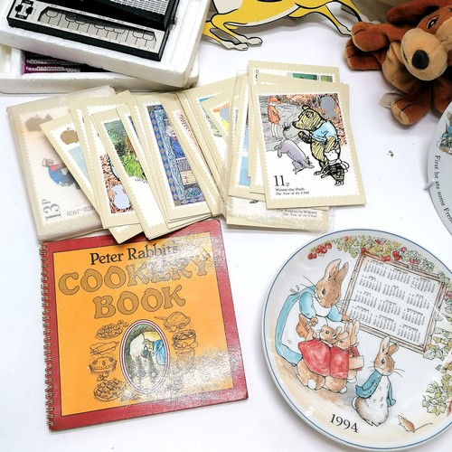 67 - Collectors plates inc Peter Rabbit, small qty of vinyl records, stylophone, Babycham plastic deer pa... 