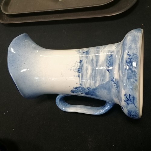 71 - Qty of misc glassware & china inc 4 x dimple decanters (tallest 28cm), blue & white Doulton jug etc