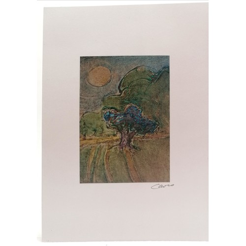 89 - Ian Laurie (1933-2022) hand signed photographic print of a tree in a field with a sun - 32cm x 23cm