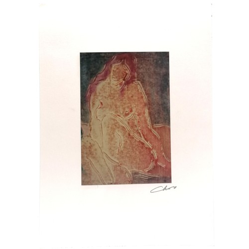 90 - Ian Laurie (1933-2022) hand signed photographic print of a seated female nude - 32cm x 23cm