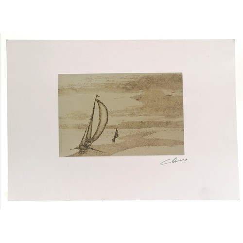 91 - Ian Laurie (1933-2022) hand signed photographic print of a couple of boats at sea - 22.5cm x 32cm