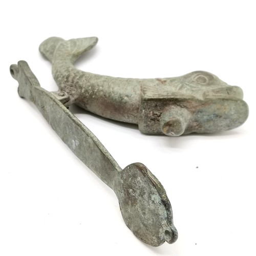 134 - Bronze dolphin door knocker 14cm long - with old patina ~ SOLD IN AID OF LOCAL CHARITY 'THE HONESTY ... 