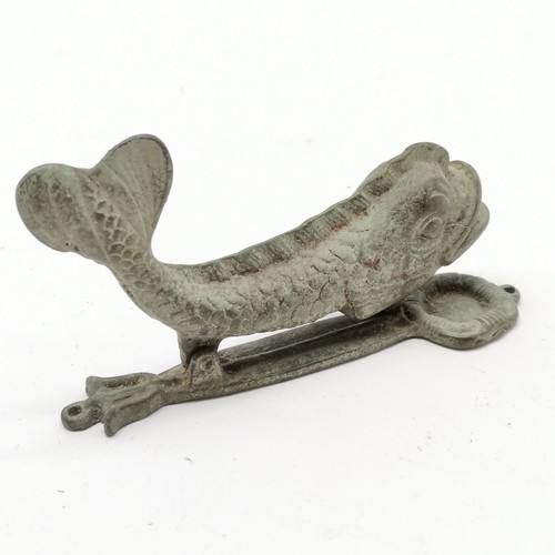 134 - Bronze dolphin door knocker 14cm long - with old patina ~ SOLD IN AID OF LOCAL CHARITY 'THE HONESTY ... 