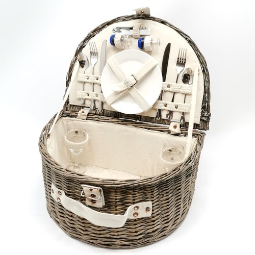 139 - 2 vintage picnic sets in wicker baskets 45cm x 30cm x 22cm high  - both complete with 2 glasses, 2 p... 