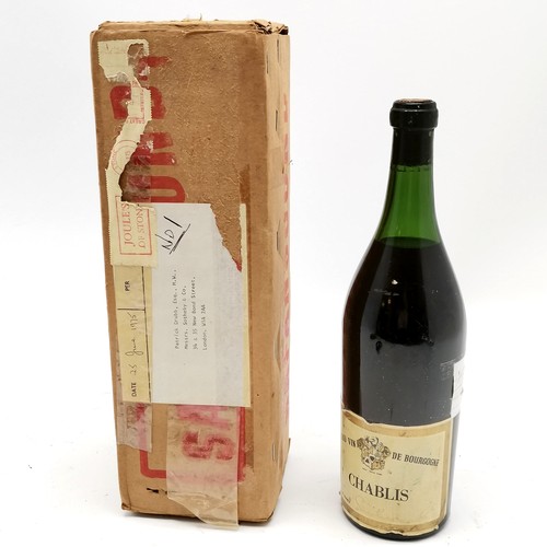 164 - (1975) unopened bottle of Grand vin de bourgogne chablis by Sichel & Co in original box sent to Patr... 