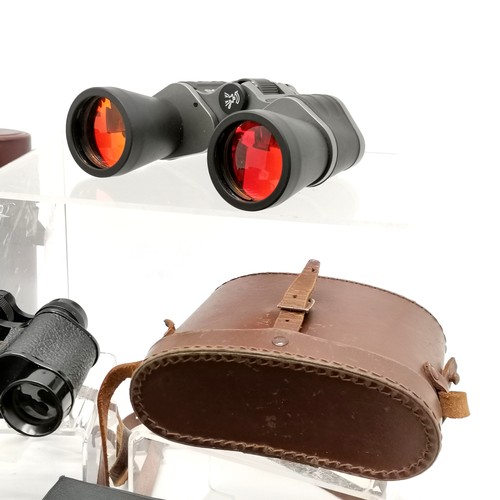 172 - 6 Pairs of binoculars (some cased) to include The official Bisley, optus, etc - all in used conditio... 