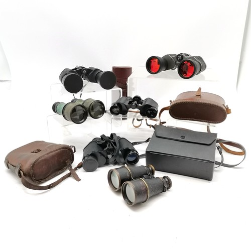 172 - 6 Pairs of binoculars (some cased) to include The official Bisley, optus, etc - all in used conditio... 