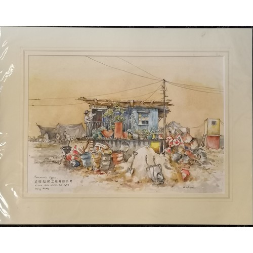 191 - Anne Moorse original watercolour painting of Foreman's office, Kitak iron works Co Ltd, Hong Kong - ... 