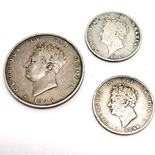 197 - George IV 1825 halfcrown & 2 x 1826 shilling coins