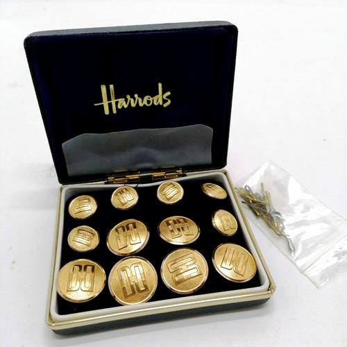 206 - Cased set of gold tone vintage Harrods buttons t/w qty of loose similar blazer buttons - SOLD ON BEH... 